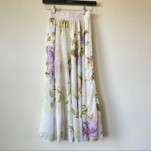 Aritzia Wilfred Maxi Twirl Skirt Lavender Flowers XS